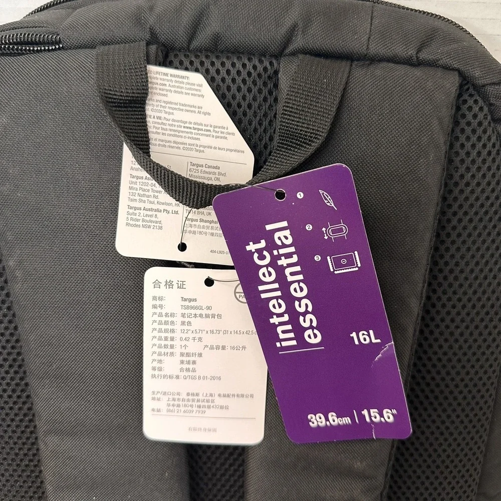 Targus Trace3 Black‎ 16L Laptop Backpack School Travel Carry On Bag